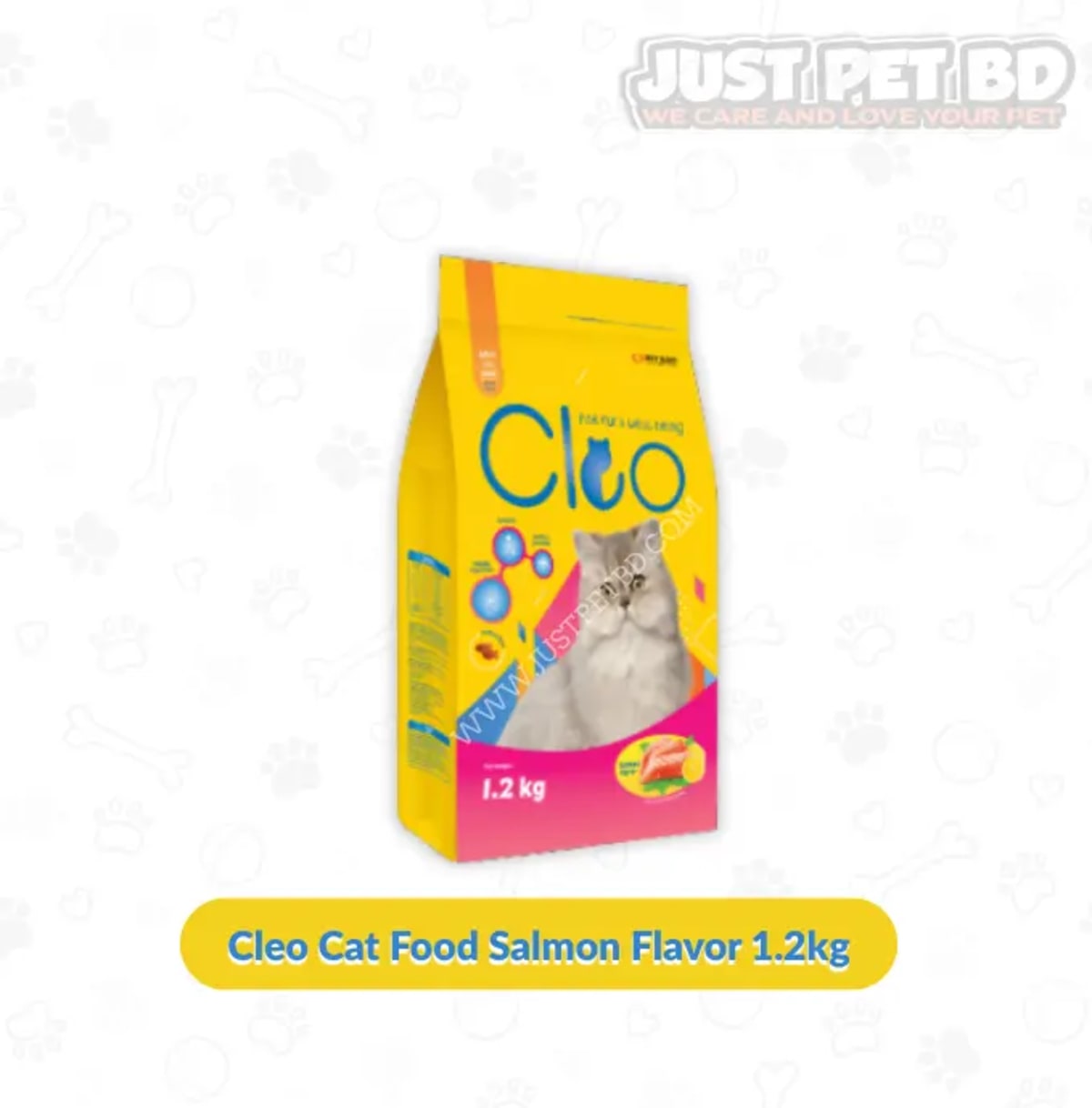 Cleo Cat Dry Food – Salmon Flavor – 1.2Kg | Complete Nutrition for Adult Cats
