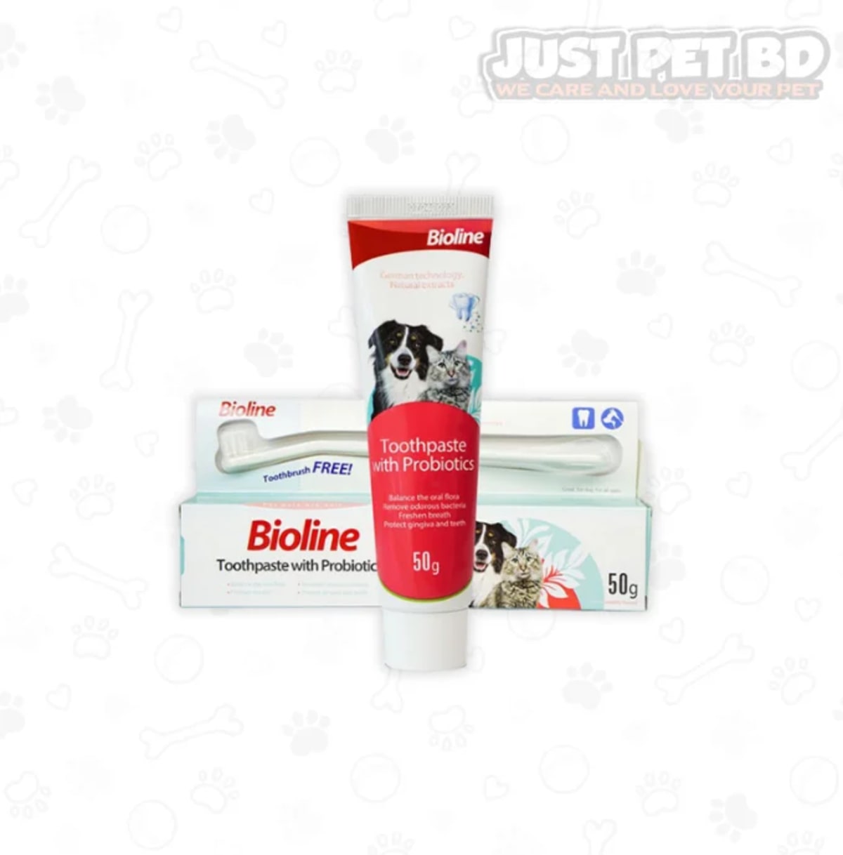Bioline Toothpaste with Probiotics for Cats & Dogs – 50g | Healthy Teeth & Gums