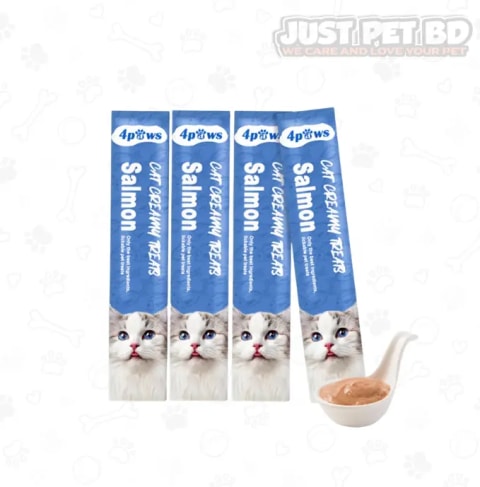 Naughty 4Paws Creamy Salmon Cat Treat 5 Sticks (15g Each) 1