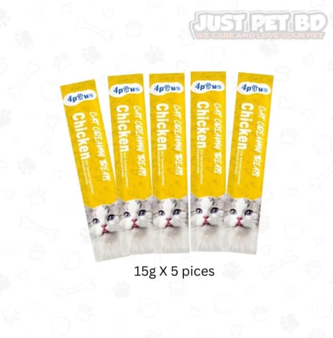 Naughty 4Paws Creamy Chicken Cat Treat 5 Sticks (15g Each) 1
