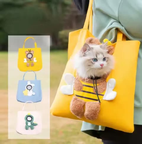 Adorable Bee Style Pet Bag with Window Portable Handbag for Dogs Rabbits and Cats 1