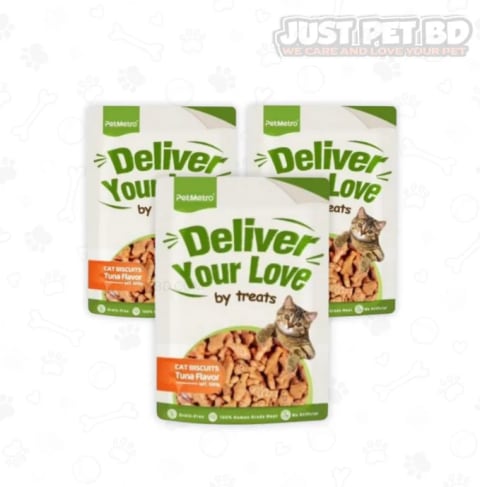 PetMetro Deliver Your Love Tuna-Flavored Cat Biscuits – 100g Pack 1