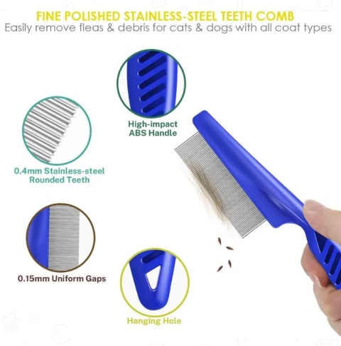 Pet Hair Comb Flea Brush for Cats & Dogs – Anti-Flea & Deseeding Grooming Tool 2