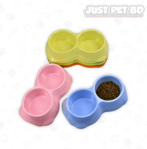 Double Plastic Pet Bowl – Large Feeder for Cats, Puppies & Rabbits 1