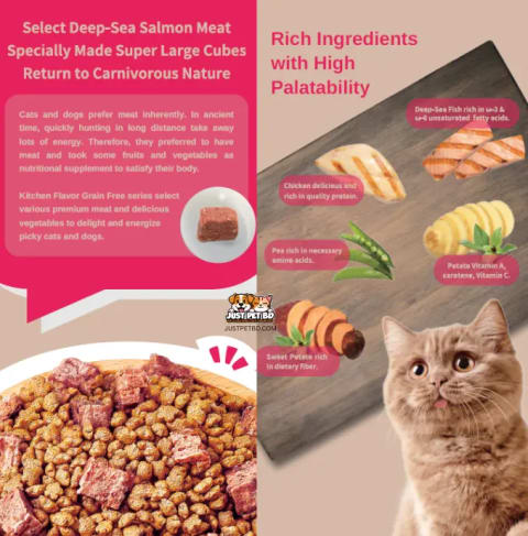 Kitchen Flavor Grain-Free Cat Food with Real Meat Cubes – Adult Cats – 1.5kg 1