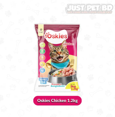 Oskies Adult Cat Dry Food – Chicken Flavor – 1.2kg
