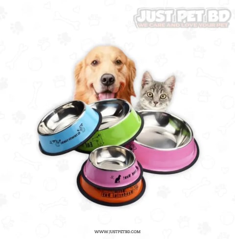 Non-Slip Stainless Steel Dog & Cat Food Bowl – Unbreakable Pet Feeder with Removable Rubber Base
