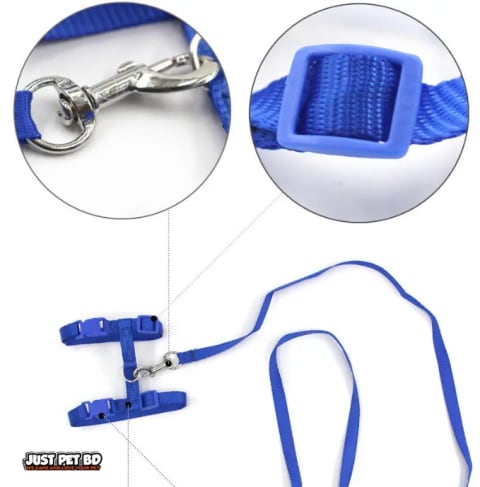 High-Quality H-Shape Nylon Cat Leash & Harness Set with Fur Decoration – Adjustable, Durable & Comfortable 1