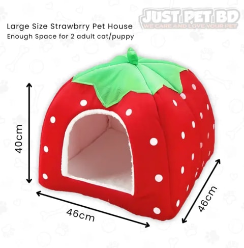 Premium Soft Strawberry Pet House for Cats & Small Dogs – Foldable Winter Warm Bed with Removable Cushion 1