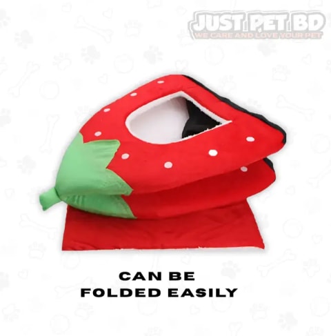 Premium Soft Strawberry Pet House for Cats & Small Dogs – Foldable Winter Warm Bed with Removable Cushion 2