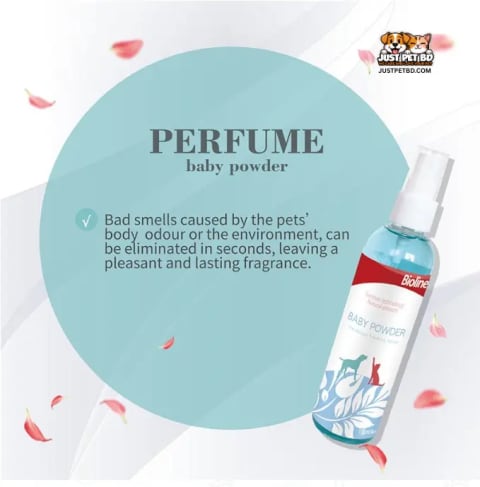 Bioline Baby Powder Deodorizing Spray for Pets 118ml- Long-Lasting Freshness 1