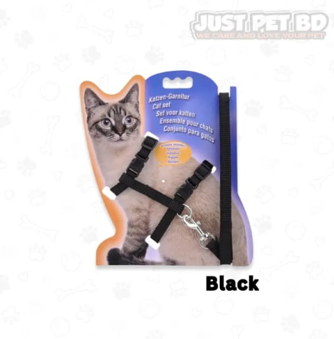 High-Quality H-Shape Nylon Cat Leash & Harness Set with Fur Decoration – Adjustable, Durable & Comfortable