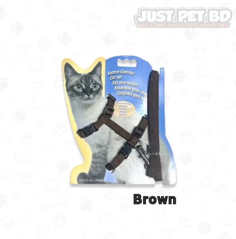 High-Quality H-Shape Nylon Cat Leash & Harness Set with Fur Decoration – Adjustable, Durable & Comfortable