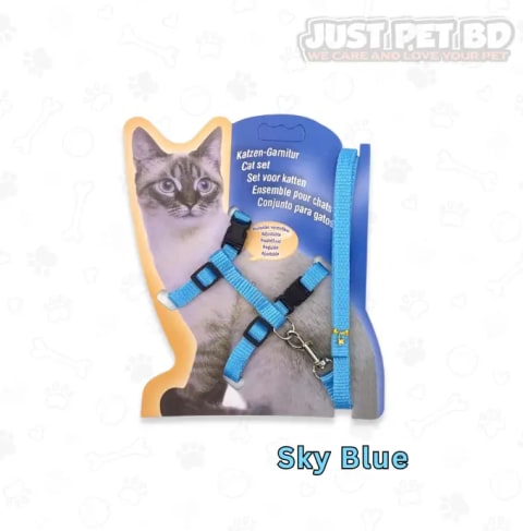 High-Quality H-Shape Nylon Cat Leash & Harness Set with Fur Decoration – Adjustable, Durable & Comfortable
