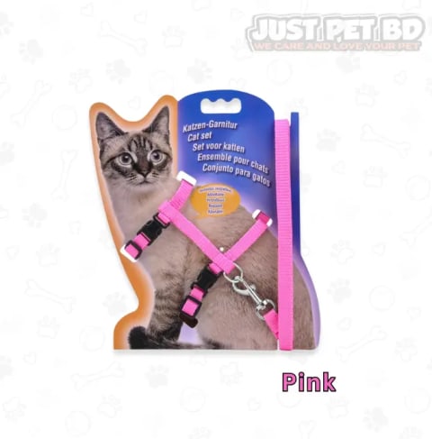 High-Quality H-Shape Nylon Cat Leash & Harness Set with Fur Decoration – Adjustable, Durable & Comfortable