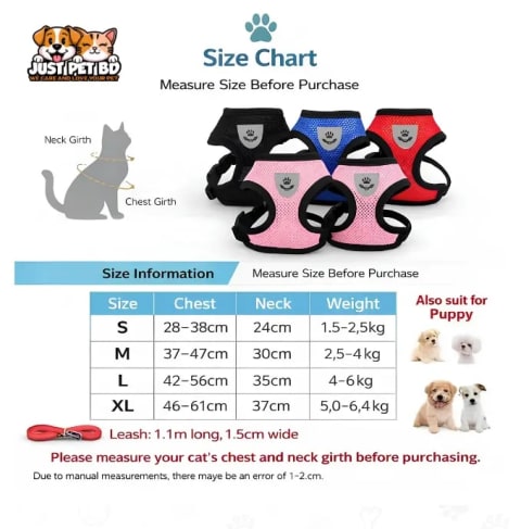 Cat Jacket Harness and Leash Set for Puppy & Cat – Adjustable Vest Harness