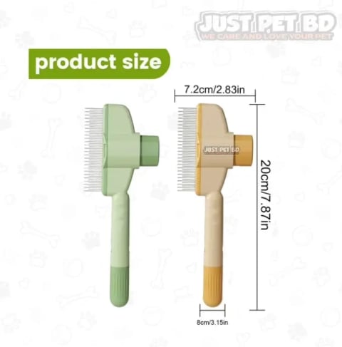 Push Flea Comb Hair Removal 2 in 1 Grooming Brush for Cat & Dog