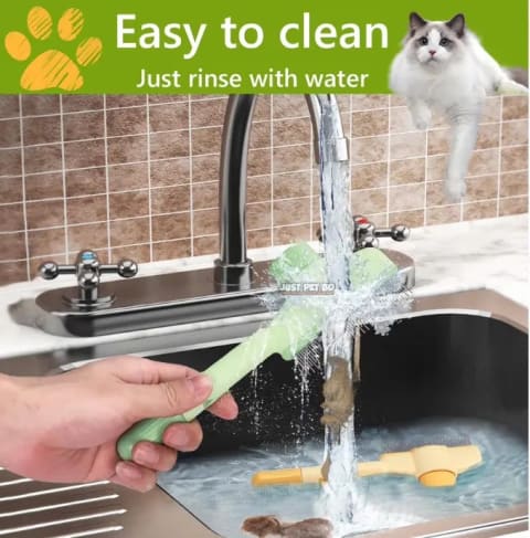 Push Flea Comb Hair Removal 2 in 1 Grooming Brush for Cat & Dog