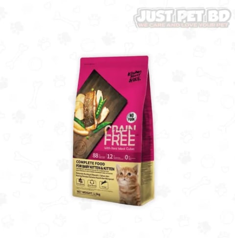 Kitchen Flavor Grain-Free Kitten Cat Food with Real Meat Cubes – 1.5kg