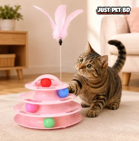 Tower Of Track 3 Layer Cat Toy Interactive TPR Plastic Puzzle for Cats & Kittens