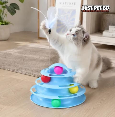 Tower Of Track 3 Layer Cat Toy Interactive TPR Plastic Puzzle for Cats & Kittens