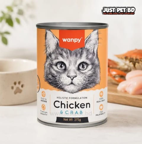Wanpy Holistic Formulation Chicken & Crab Canned Cat Food – 375g