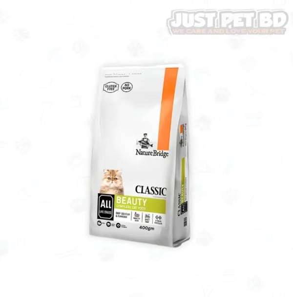 NatureBridge Classic Beauty Complete Cat Food 400gm – Deep Sea Fish & Flaxseed for All Life Stages