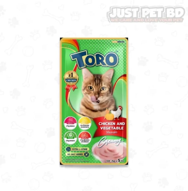 Toro Lickable Cat Treat Chicken With Vegetable for Cats 15g x 5pcs