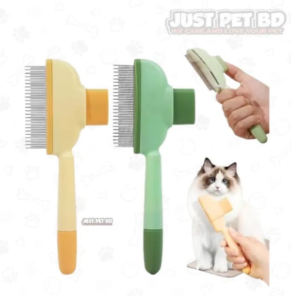 Push Flea Comb Hair Removal 2 in 1 Grooming Brush for Cat & Dog