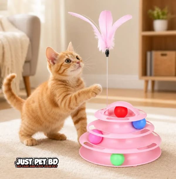 Tower Of Track 3 Layer Cat Toy Interactive TPR Plastic Puzzle for Cats & Kittens