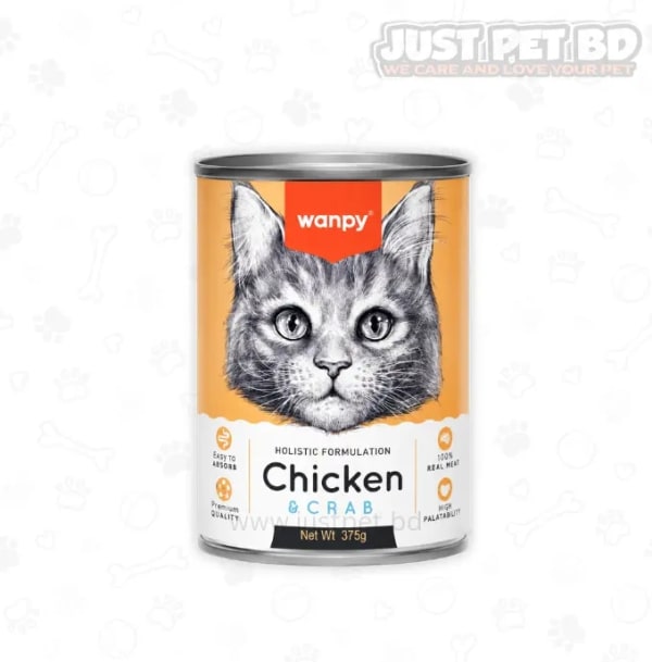 Wanpy Holistic Formulation Chicken & Crab Canned Cat Food – 375g