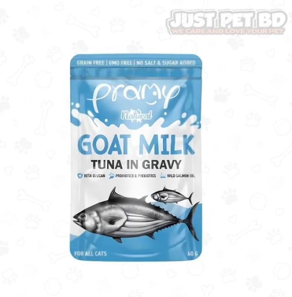 Pramy Premium Goat Milk with Tuna in Gravy for All Cats 60gm