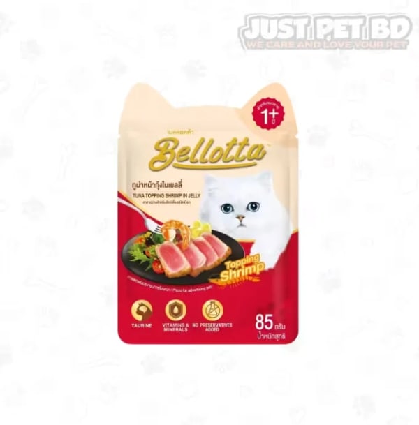 Bellotta Adult Pouch Tuna Topping Shrimp in Jelly 85gm