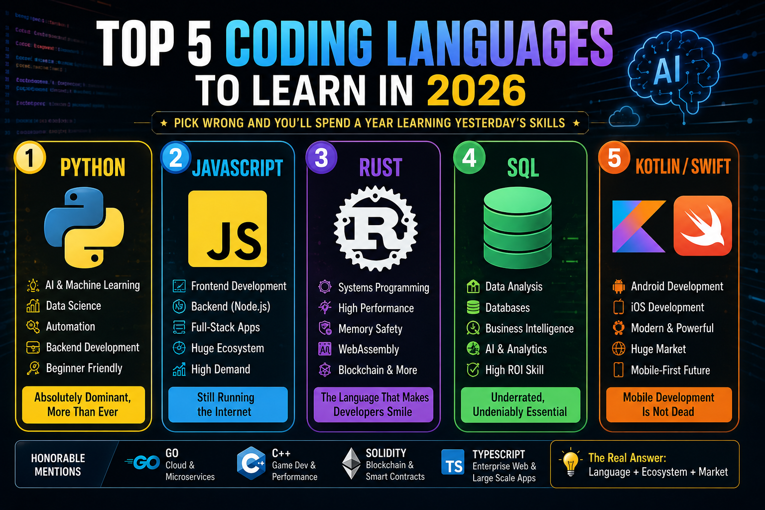 Top 5 Coding Languages to Learn in 2026