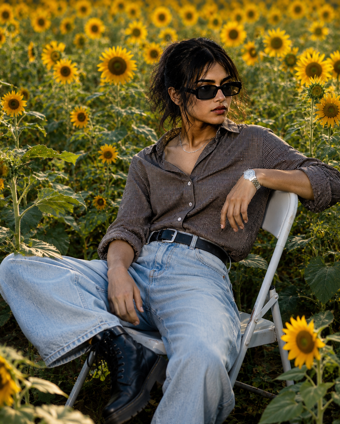 Sunflower Field – Casual Editorial (Woman) - Female – Fashion AI Image Prompt