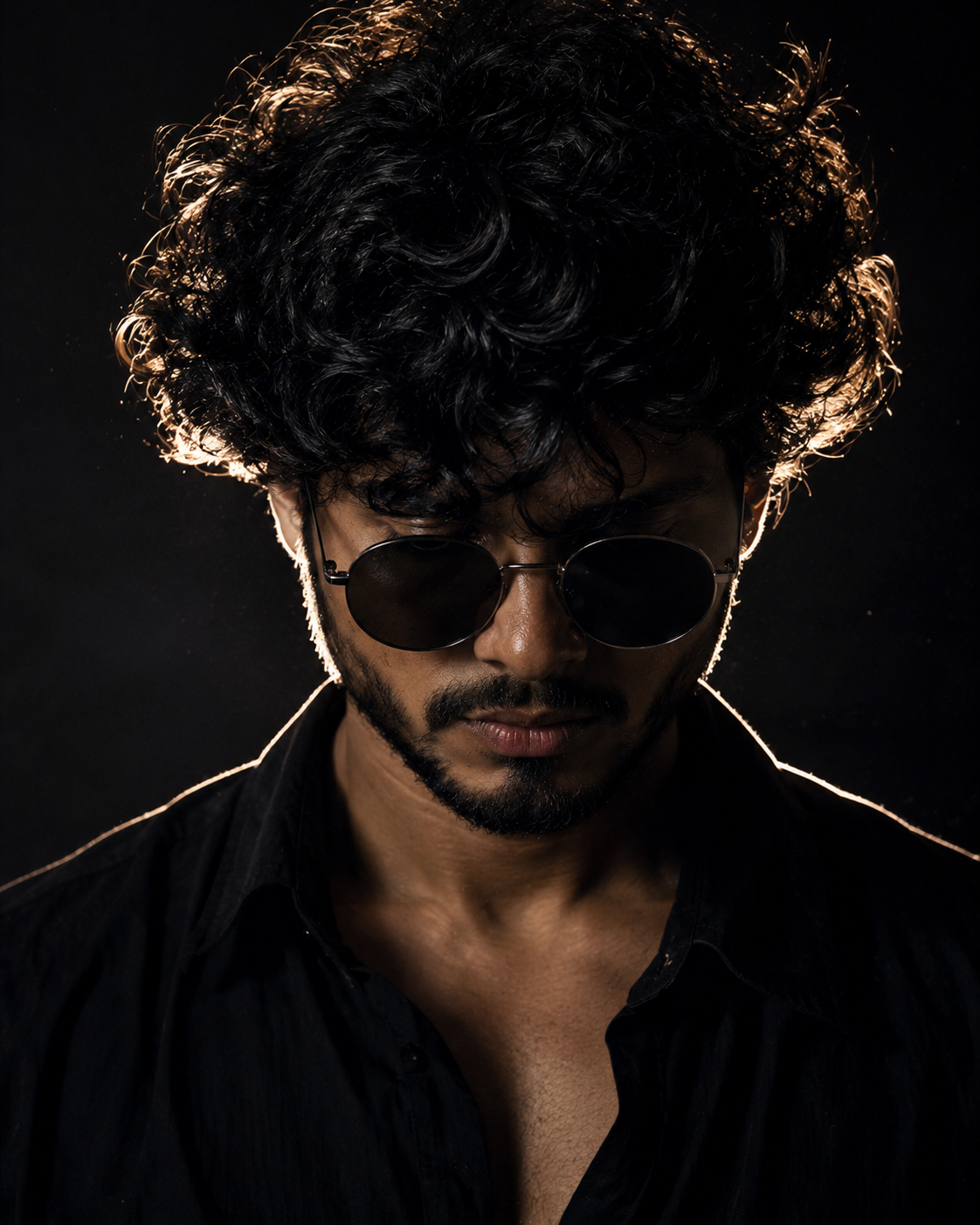 Studio Portrait – Dark Moody Close-Up - Solo – Portrait AI Image Prompt
