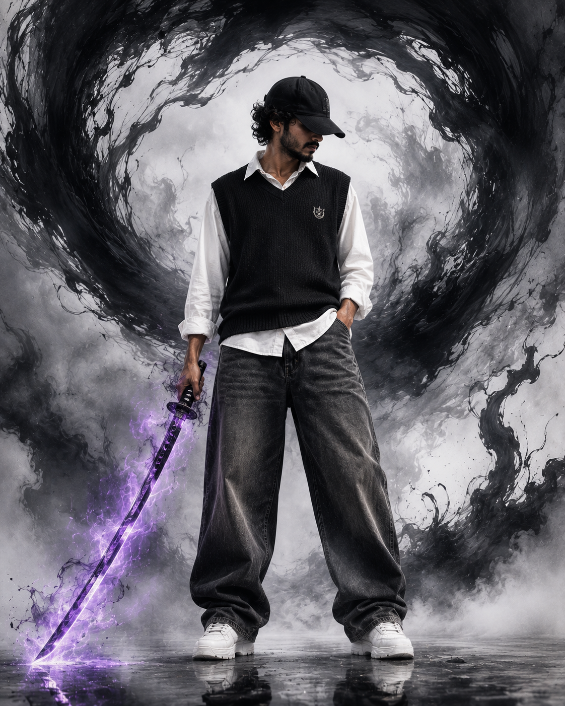 Katana – Dark Energy Vortex Portrait - Solo – Fantasy AI Image Prompt
