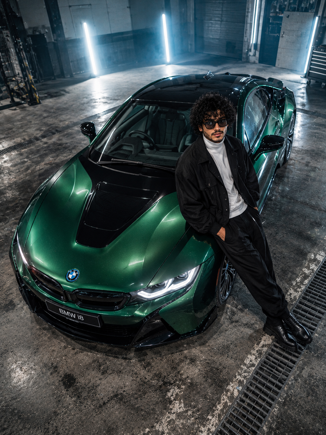 BMW i8 – Futuristic Automotive Portrait - Solo Male – Automotive AI Image Prompt