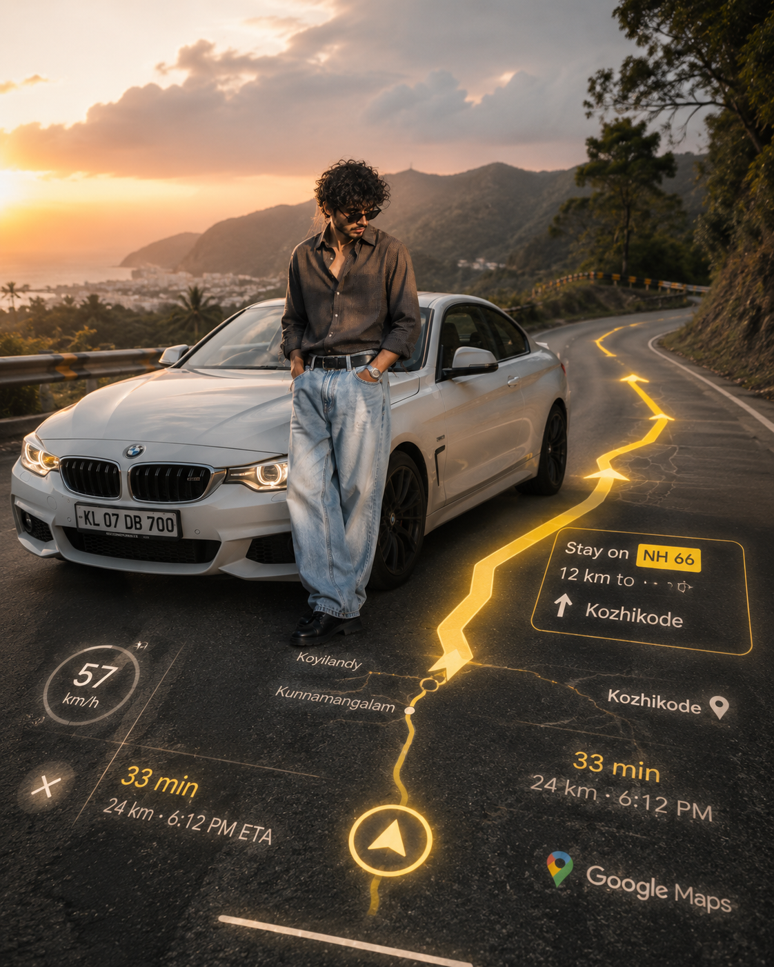 Google Maps AR – Cinematic Road Trip Scene - Travel / Creative AI Image Prompt