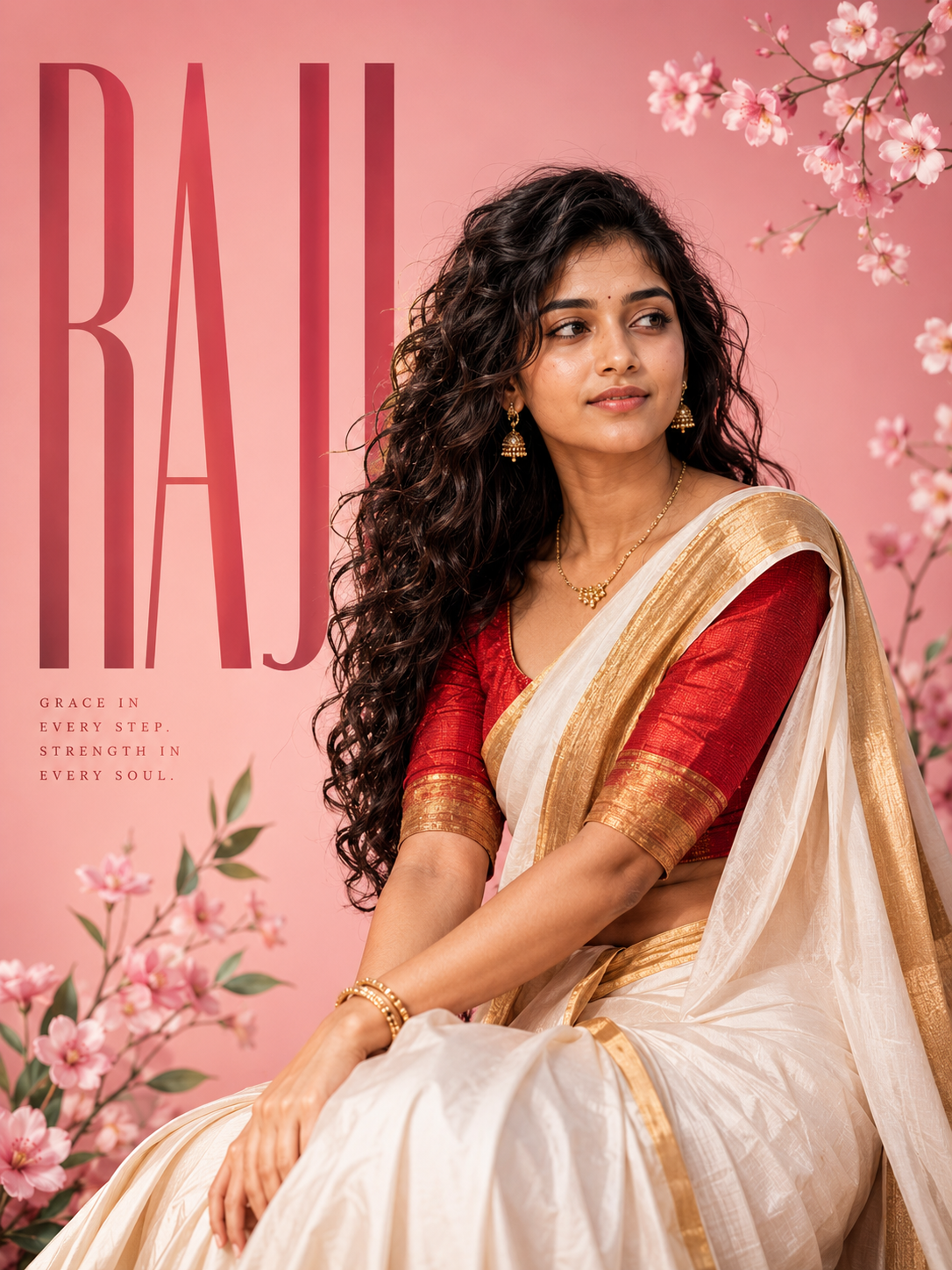 Cream Saree Luxury Editorial - Female – Fashion AI Image Prompt