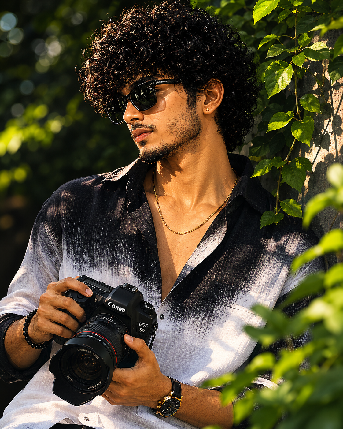 Hyper-Realistic Green Portrait – Camera Man - Solo Male – Portrait AI Image Prompt