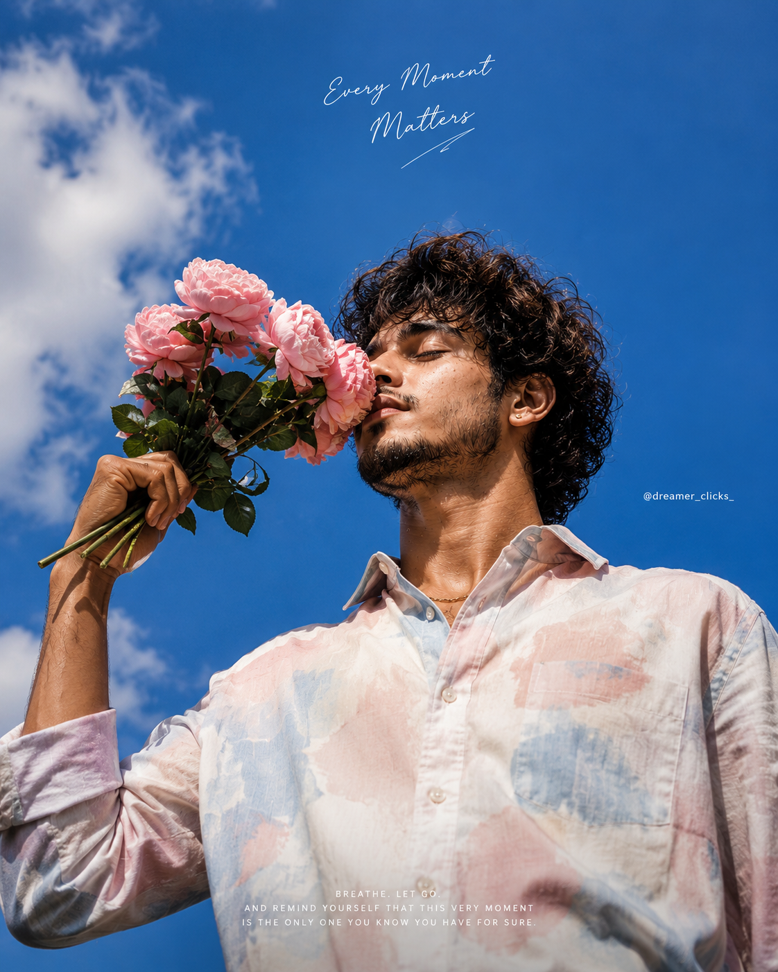Pink Rose – Romantic Worm's Eye Portrait - Solo Male – Romantic AI Image Prompt