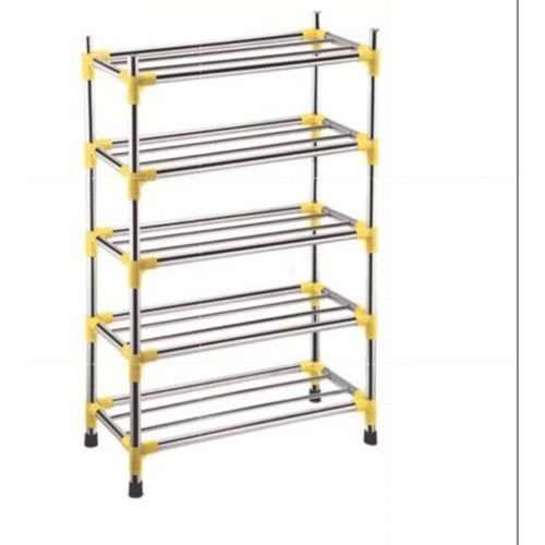 Stainless Shoe Rack - 5 Layers - Silver/Yellow
