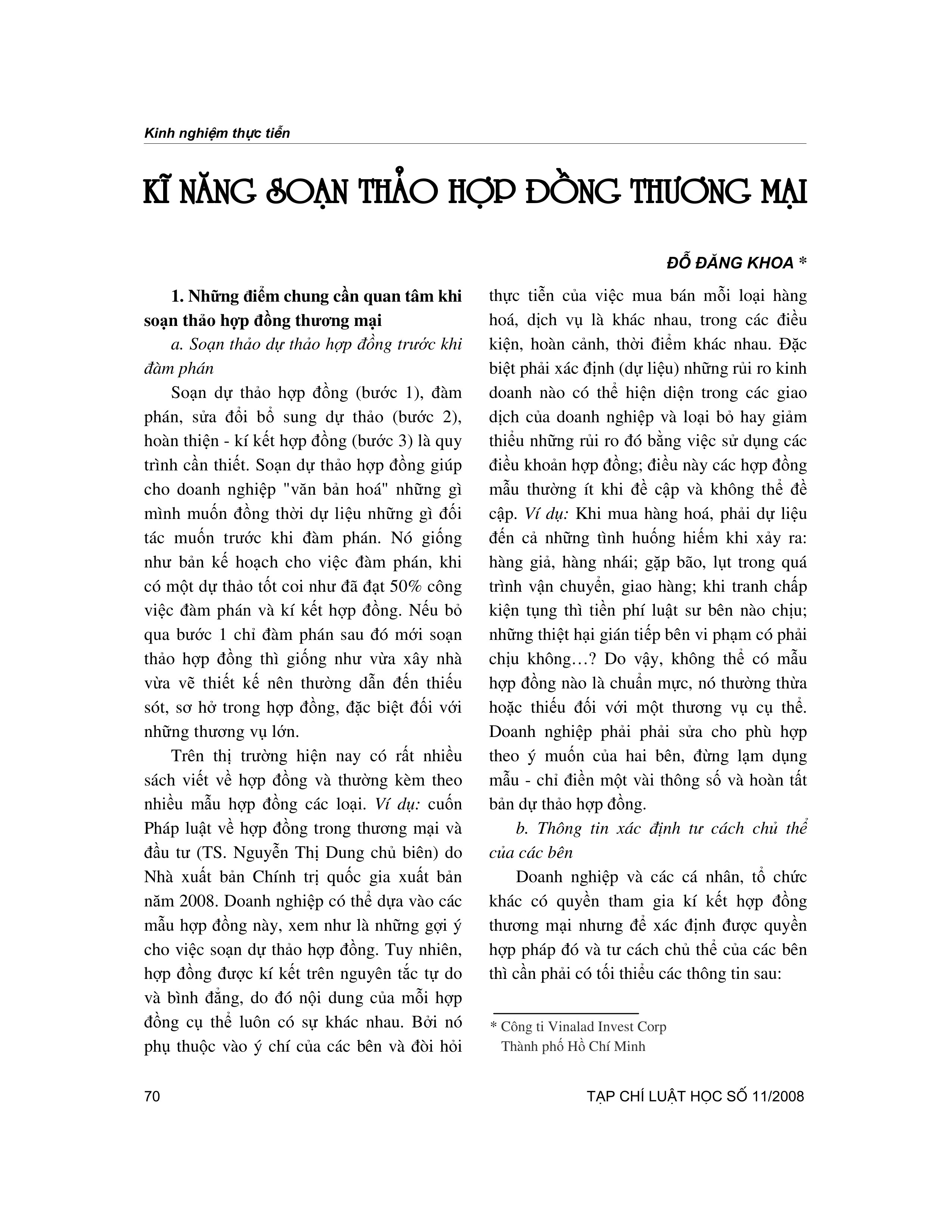 Kĩ năng soạn thảo hợp đồng thương mại