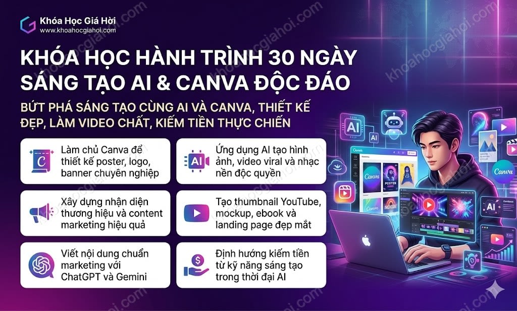 Khóa Học Hành Trình 30 Ngày Sáng Tạo AI & Canva Độc Đáo