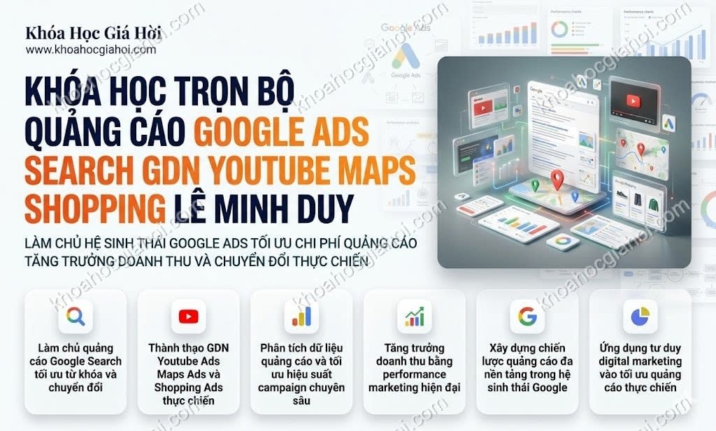 Khóa Học Trọn Bộ Quảng Cáo Google Ads: Search, Gdn, Youtube, Maps, Shopping – Lê Minh Duy