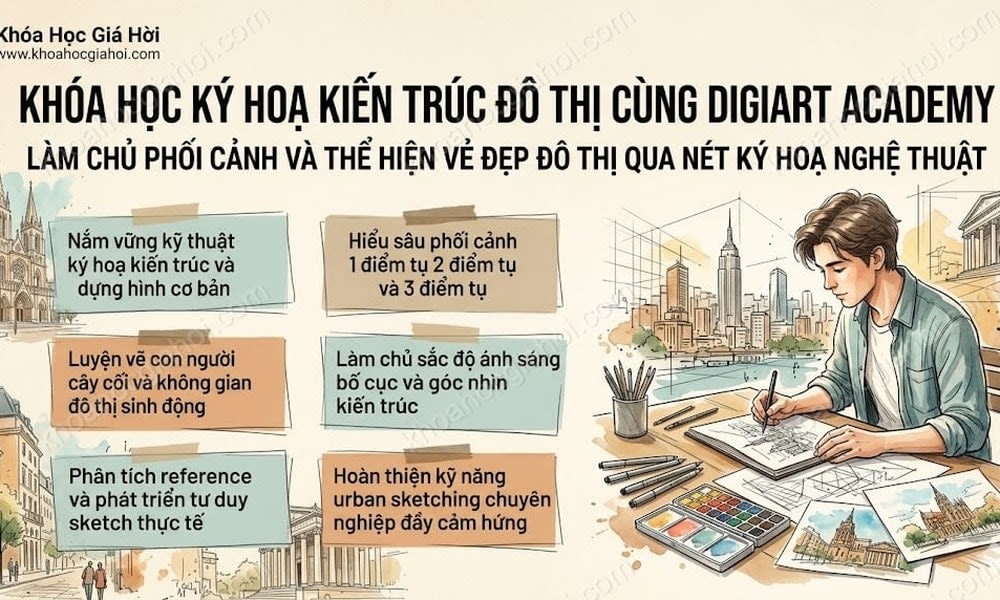 Khóa Học Ký Hoạ Kiến Trúc Đô Thị Cùng Digiart Academy