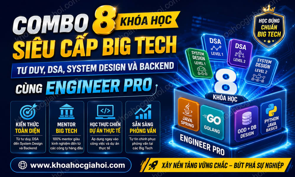 Combo 8 Khóa Học Siêu Cấp Big Tech – Tư Duy, DSA, System Design & Backend Cùng Engineer Pro