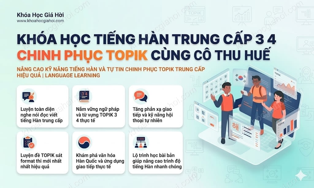 Khóa Học Tiếng Hàn Trung Cấp 3 - 4 Chinh Phục Topik Cùng Cô Thu Huế