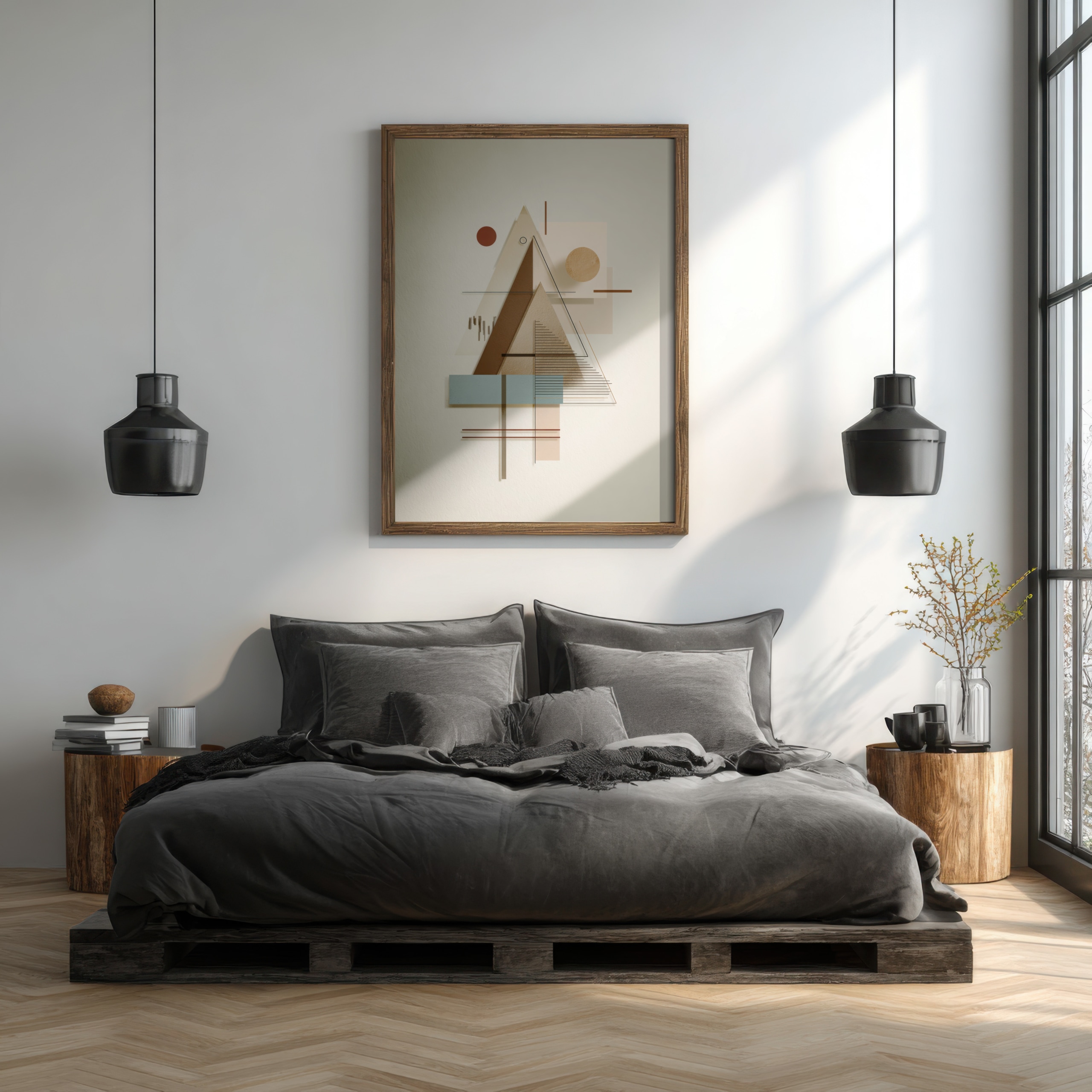Abstract religious art featuring geometric shapes in muted colors.